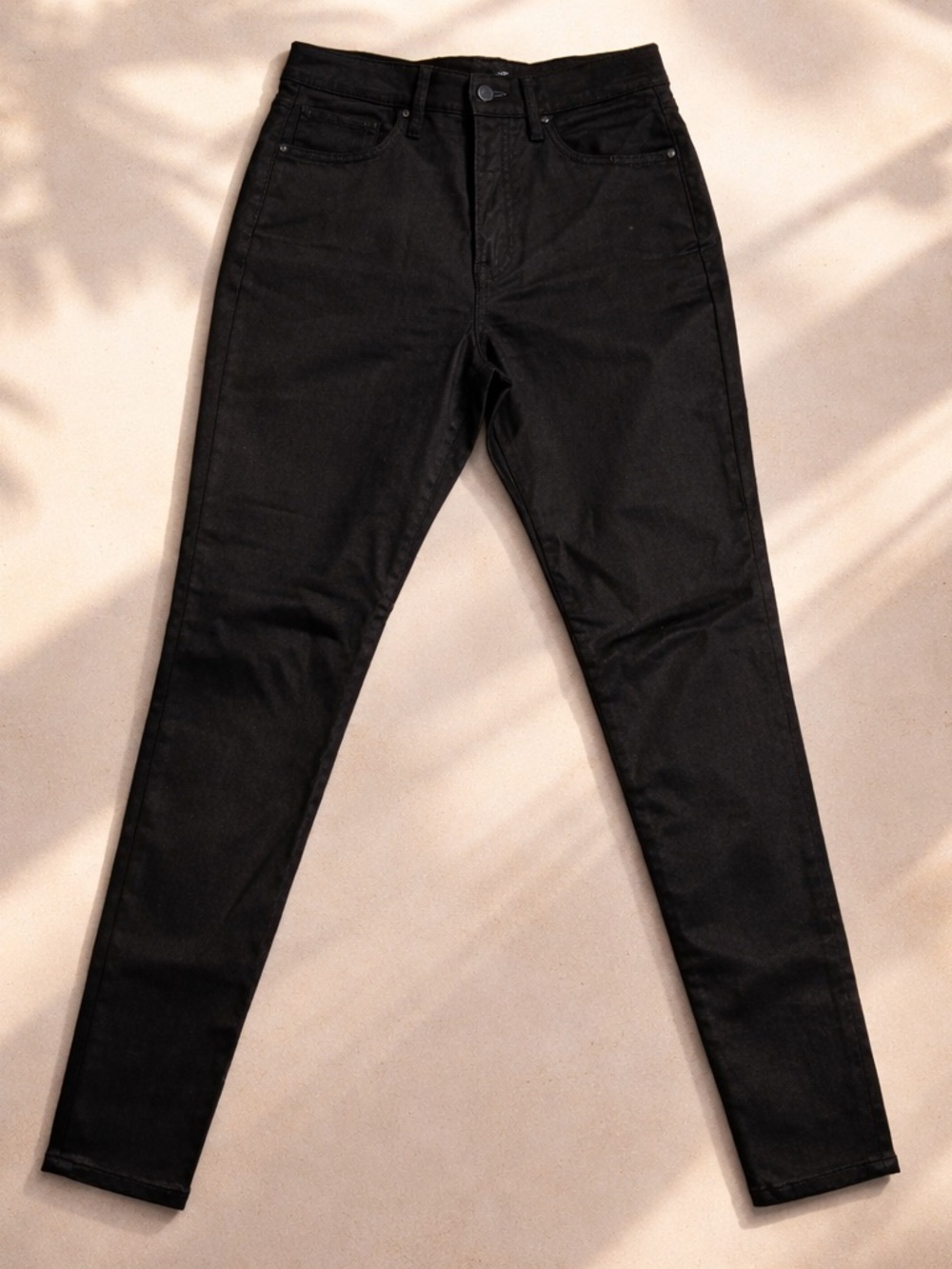 Express Women's Black Solid High Rise Flat Front Skinny Pants Regular